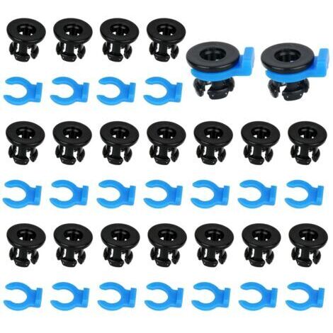 Ensemble de 40 Pinces et Clips pour Tubes Bowden, Pinces à Griffes en Plastique Bleu et Noir Raccords de 4mm Diamètre Extérieur pour Accessoires d'Imprimante 3D