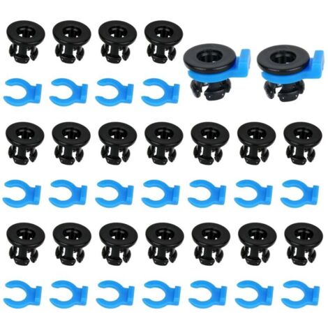 Ensemble de 40 Pinces et Clips pour Tubes Bowden, Pinces à Griffes en Plastique Bleu et Noir Raccords de 4mm Diamètre Extérieur pour Accessoires d'Imprimante 3D