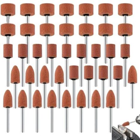 Ensemble de 42 Embouts Meulage en Corindon, Accessoires Dremel pour Tournevis Sans Fil à Tige 3 mm, l'Affûtage des Pierres Précieuses, du Verre, Métaux et Bois -