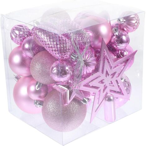 Ensemble de 45 décorations roses à suspendre pour sapin de Noël
