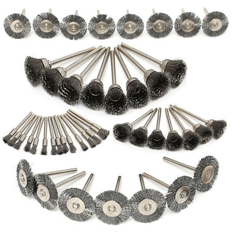 Ensemble de 45 pièces de brosse métallique de meulage électrique fil de cuivre brosse combinée de roue de fil mini brosse petite brosse en acier