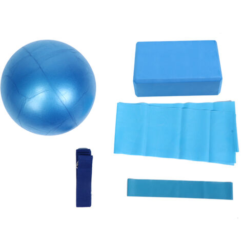 Ensemble de 5 Accessoires de Yoga : Blocs, Sangle Élastique, Serviette Latex, Balle et Bandes de Résistance