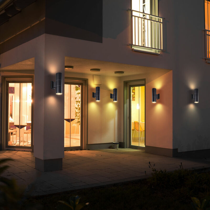 Etc-shop - 5x LED extérieur UP DOWN appliques murales en verre terrasses ALU plot spots