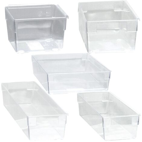 Ensemble de 5 boîtes de rangement transparentes - Blanc