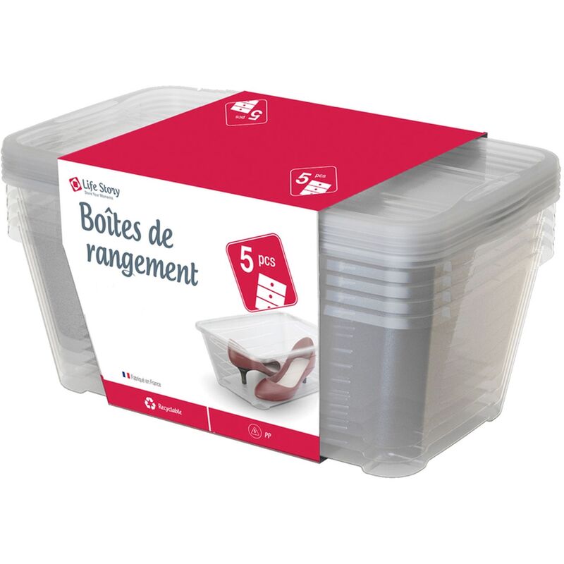 Lot de 5 boîtes en plastique Life story 11l