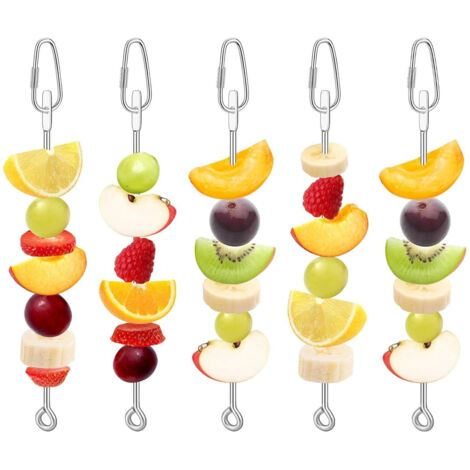 Ensemble de 5 brochettes pour perroquets, brochettes en acier inoxydable pour oiseaux, porte-fruits pour perroquets, porte-bâtonnets pour perroquets