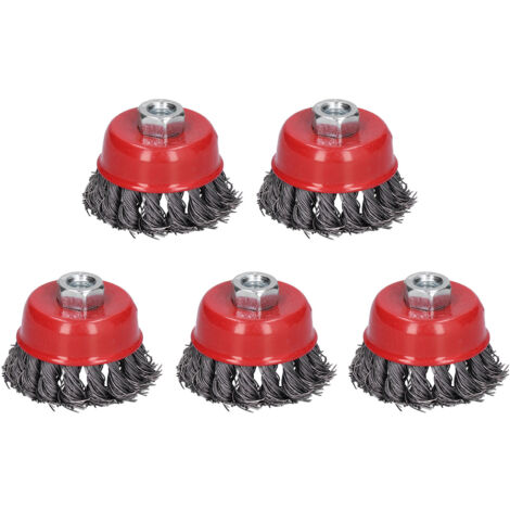 Ensemble de 5 brosses métalliques torsadées en forme de bol, avec vis de fixation M10, pour le polissage