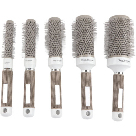 Ensemble de 5 brosses rondes pour coiffure, pinceaux chauffants pour lissage et boucles, outils de coiffage professionnels.