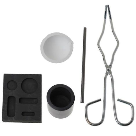 Ensemble de 5 creusets en graphite, moules à lingots, chalumeau en graphite haute pureté pour la fusion.