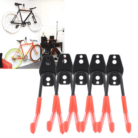 Ensemble de 5 crochets de rangement robustes pour garage, à fixer au mur, avec revêtement antidérapant. Crochets pratiques en forme de J pour suspendre échelles, vélos, cordes, balais, outils de jardi