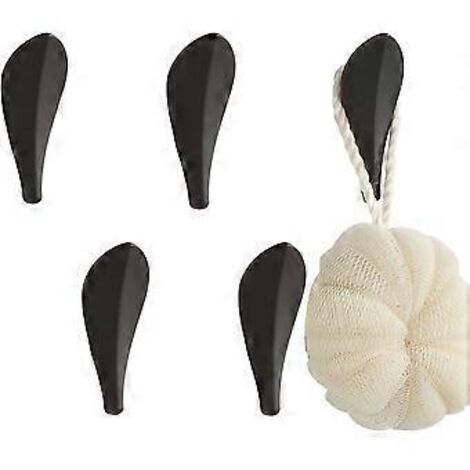 Ensemble de 5 crochets muraux noirs en forme de feuille SZTXJ pour salle de bain et cuisine