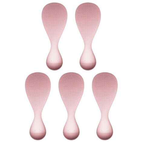 Ensemble de 5 cuillères à riz antiadhésives, louches à riz pour ustensiles de cuisine - Rose