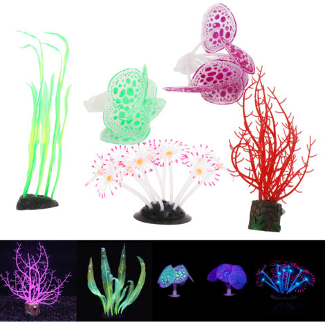 Ensemble de 5 Décorations Lumineuses pour Aquarium en Silicone Plantes Artificielles Kits de Décoration Aquatique Numéro 3-AUTRES
