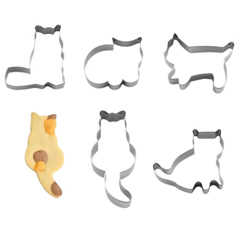 Ensemble de 5 Emporte-Pièces en Acier Inoxydable en Forme de Chat - EINNENFFER - Mignon et Pratique pour Vos Créations Culinaires