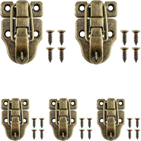Ensemble de 5 fermoirs à bascule en bronze vintage pour boîtes à bijoux et cadeaux