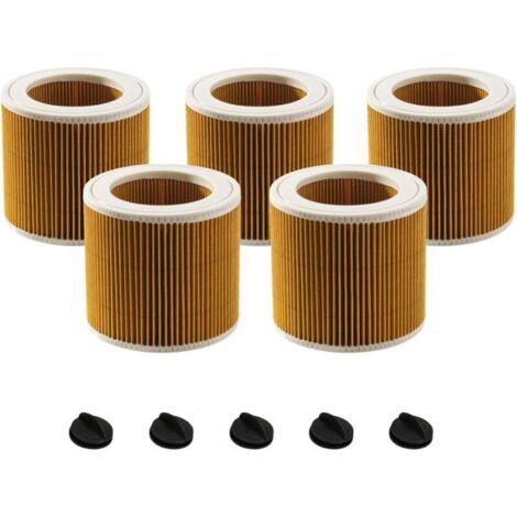 Ensemble de 5 Filtres à Cartouche compatibles avec Aspirateurs Kärcher WD3 Premium, WD2, WD 3 P, MV2, MV3 - Alternative à l'original