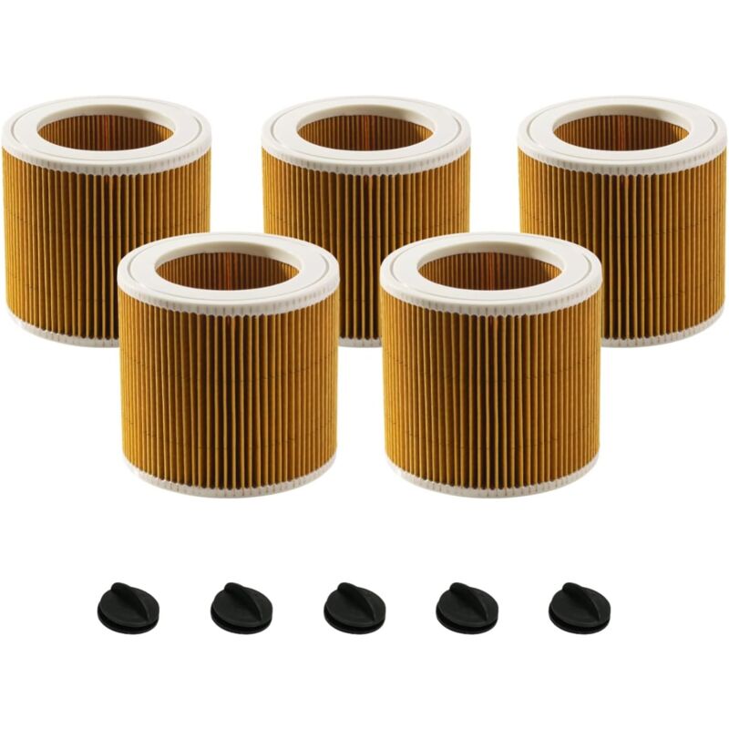 Toolive - Ensemble de 5 Filtres à Cartouche compatibles avec Aspirateurs Kärcher WD3 Premium, WD2, wd 3 p, MV2, MV3 - Alternative à l'original