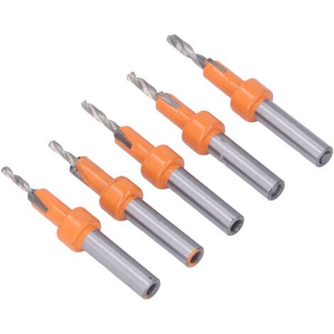 Ensemble de 5 Fraises Coniques en Carbure de Tungstène pour Chanfrein, avec Tige Ronde et Clé Hexagonale