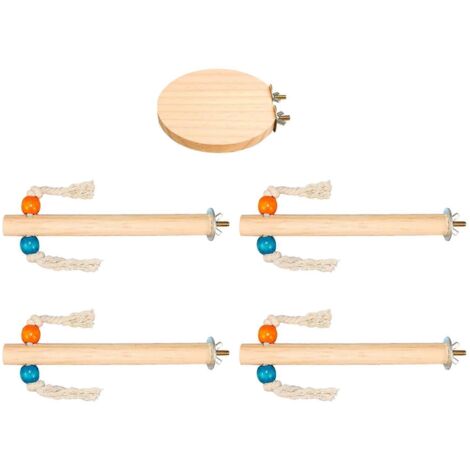 Ensemble de 5 jouets pour perroquet avec perchoir en bois pour oiseaux petits et moyens