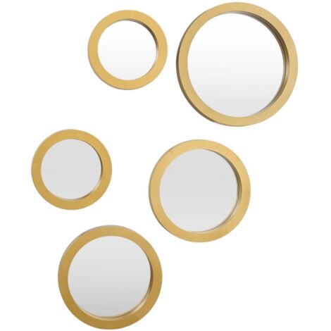 Ensemble de 5 miroirs ronds LARA, dorés