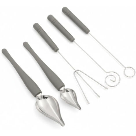 Ensemble de 5 Outils à Tremper en Acier Inoxydable, Fourchettes et Cuillère à Filet pour Chocolat, Décoration de Desserts et Sauces
