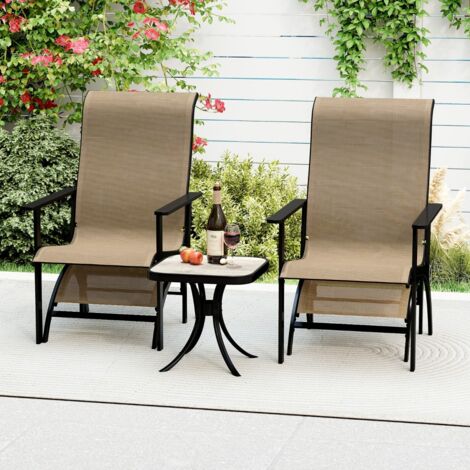 Ensemble de 5 Pièces de Chaises Adirondack Chaises de Salon d'Extérieur avec Ottomans et Table d'Appoint Mobilier de Conversation Marron