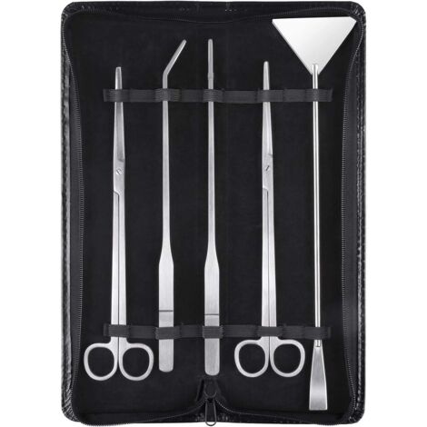 Ensemble de 5 pièces pour aquarium et terrarium, ensemble d'aquascaping en acier inoxydable, récipient pour aquarium, pince pour plantes aquatiques