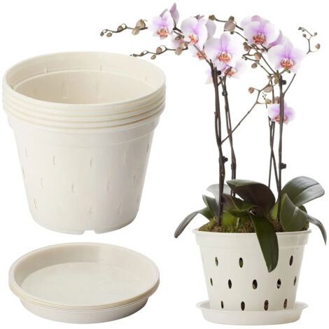 Ensemble de 5 pots à orchidées, jardinières à orchidées