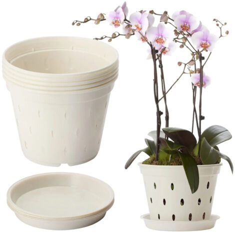 Ensemble de 5 pots à orchidées, pots à orchidées et