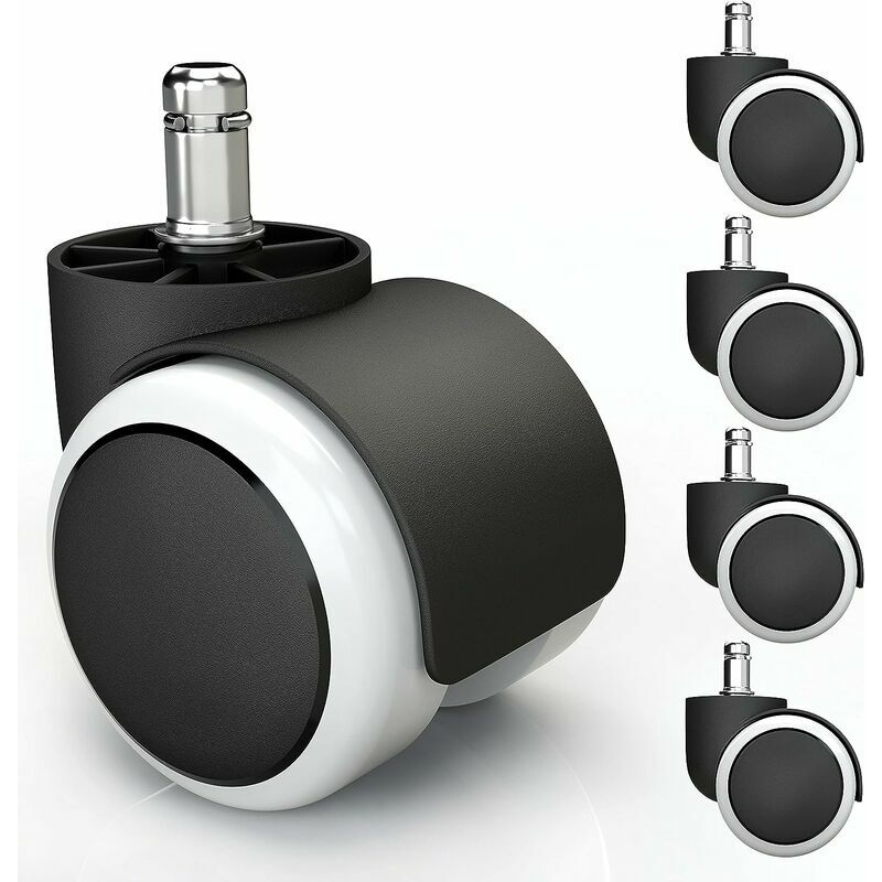 KZQ - Ensemble de 5 Roulettes en pvc Silencieuses et Non Rayantes pour Sols Durs - Roulettes Universelles pour Chaises de Bureau - Convient à Tous