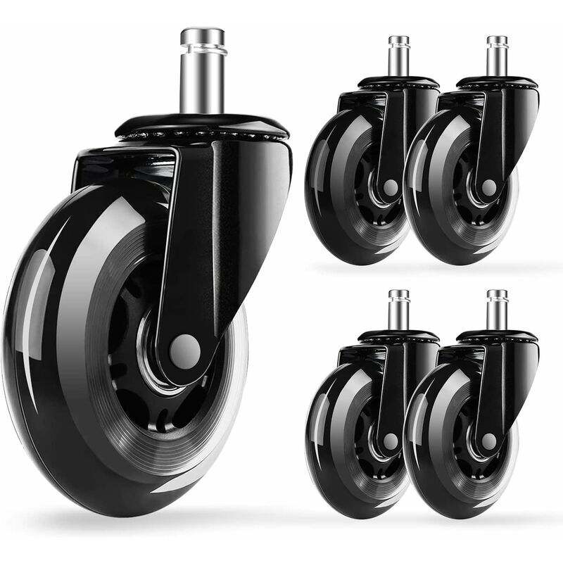 KZQ - Ensemble de 5 Roulettes pour Fauteuil de Bureau - Dimensions 11x22 mm - Capacité de Charge 250 kg - Rotation à 360° - Silencieuses - Roulettes