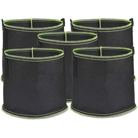 Ensemble de 5 sacs de culture non tissés d'une capacité de 17,7 litres, réutilisables et munis de poignées, pour pommes de terre, tomates et fraises.