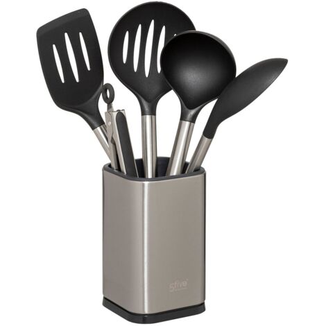 Ensemble de 5 ustensiles avec leur pot de rangement en inox