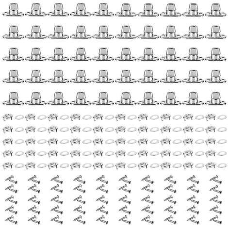 Ensemble de 50 attaches à verrouillage par rotation, œillets et clous à bouton tournant, comme illustré