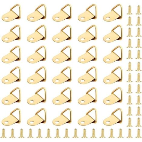 Ensemble de 50 crochets pour tableaux, crochets, cadre à anneaux triangulaires, rail de suspension avec 50 vis
