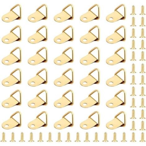 Ensemble de 50 crochets pour tableaux, crochets, cadre à anneaux triangulaires, rail de suspension avec 50 vis