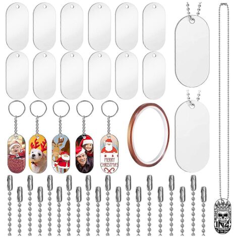 Ensemble de 51 supports vierges pour sublimation, avec pendentifs à transfert thermique pour étiquettes personnalisées pour animaux de compagnie