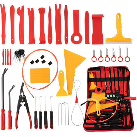Ensemble de 52 pièces d'outils de démontage intérieur de portières de voiture, outils de modification automobile pour le démontage des phares, des tableaux de bord et des systèmes audio.