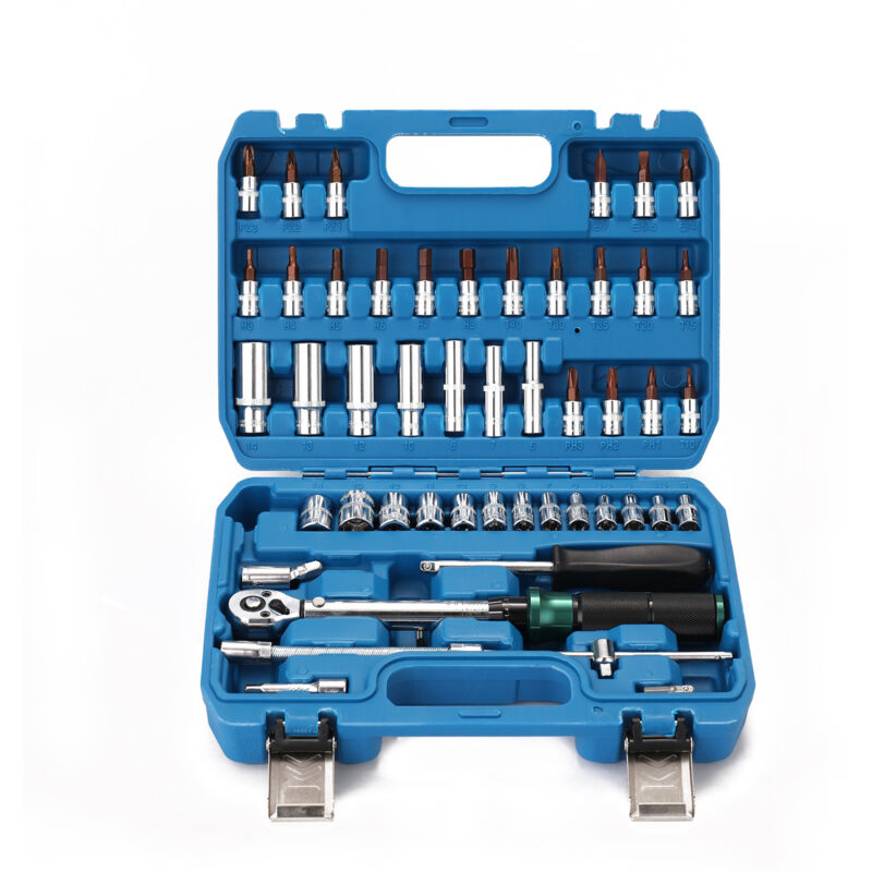 Lifcausal - Ensemble de 53 embouts de clé dynamométrique préréglés 5-25 N.m 1/4 pouce à dégagement rapide Mini clé dynamométrique réglable portable