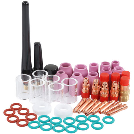 Ensemble de 55 pièces pour soudage TIG : accessoires torches WP 17, 18, 26 avec bagues verre, connecteurs et pince électrode