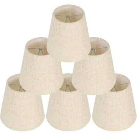 Ensemble de 6 abat-jour pour lampes de table, abat-jour à pince, abat-jour de rechange en lin, petits abat-jour à pince pour tables de chevet, appliques murales en cristal et chandeliers