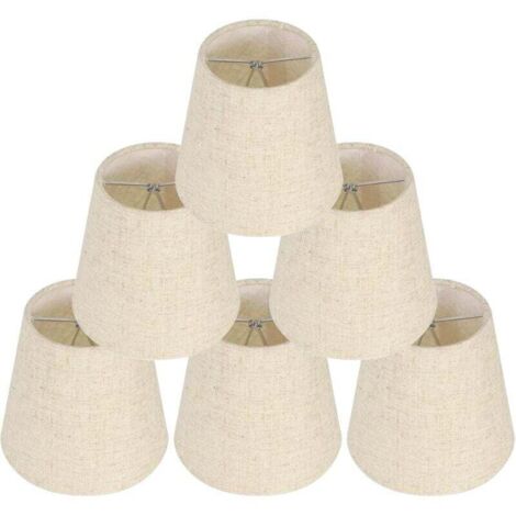 Ensemble de 6 abat-jours de lampe de table - Abat-jour à pince - Abat-jour de rechange en lin - Petit abat-jour avec pince pour table de chevet
