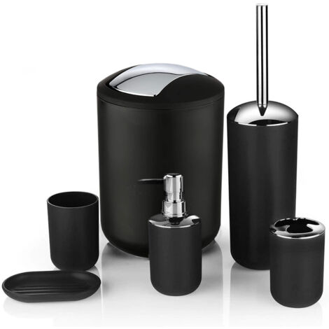 Ensemble de 6 accessoires de salle de bain Flores, noirs