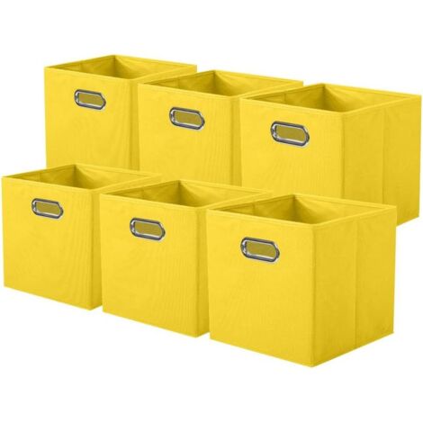 Ensemble De 6 Boîte De Rangement,Tissu,Pliable,Poignée Métal,Armoire,Jouets