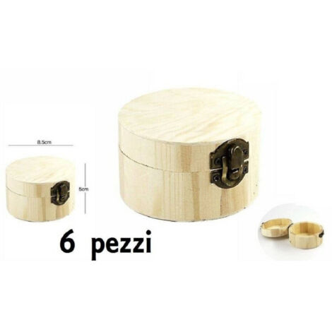 Ensemble De 6 Boîtes à Bijoux Cylindriques En Bois Découpé
