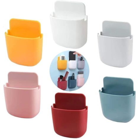 Ensemble de 6 boîtes de rangement murales pour télécommandes, boîte support murale pour télécommandes, boîte de rangement pour télécommandes, boîte pour téléphone portable en ABS auto-adhésive (peut c