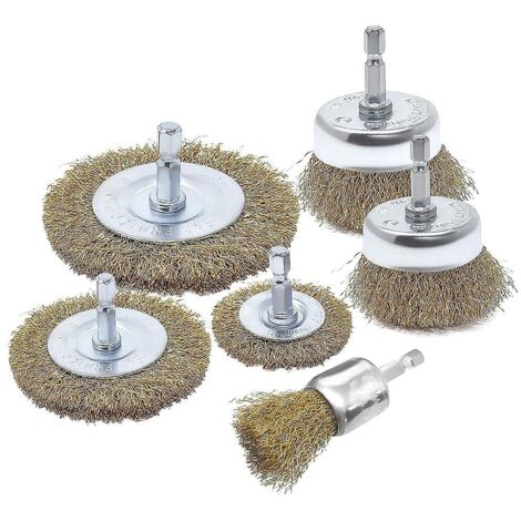 Ensemble de 6 brosses métalliques pour perceuse, revêtues de laiton