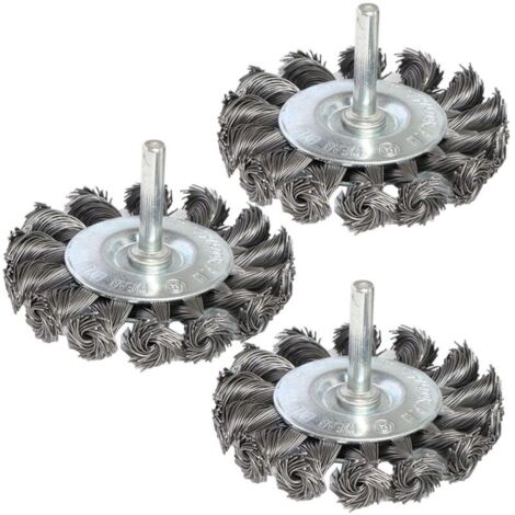 Ensemble de 6 brosses métalliques tressées de 3 pouces pour perceuses avec tige de 1/4 pouce, ensemble de brosses rotatives, parfait pour éliminer la rouille, la corrosion et la peinture, roues métall