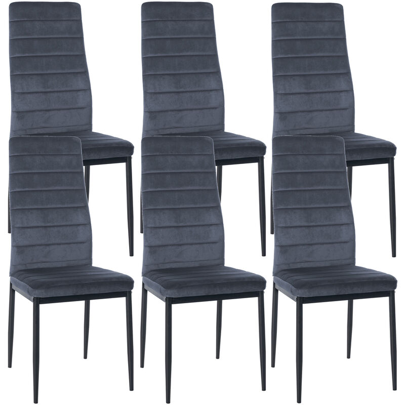CLP - Ensemble de 6 chaises de restauration Mayfair gris clair, velours