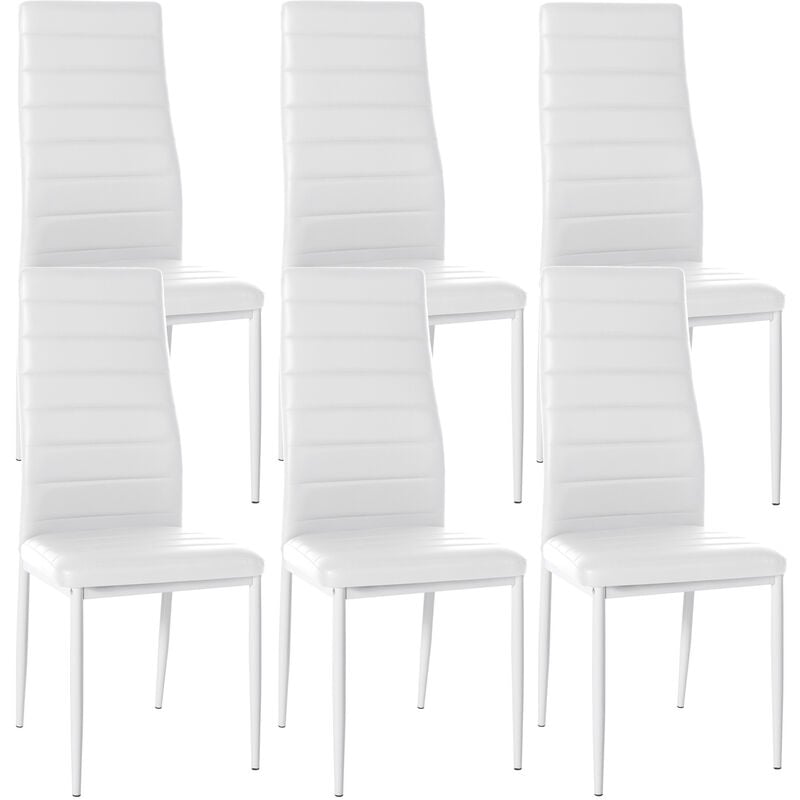 CLP - Ensemble de 6 chaises de restauration Mayfair blanches, fausse peau